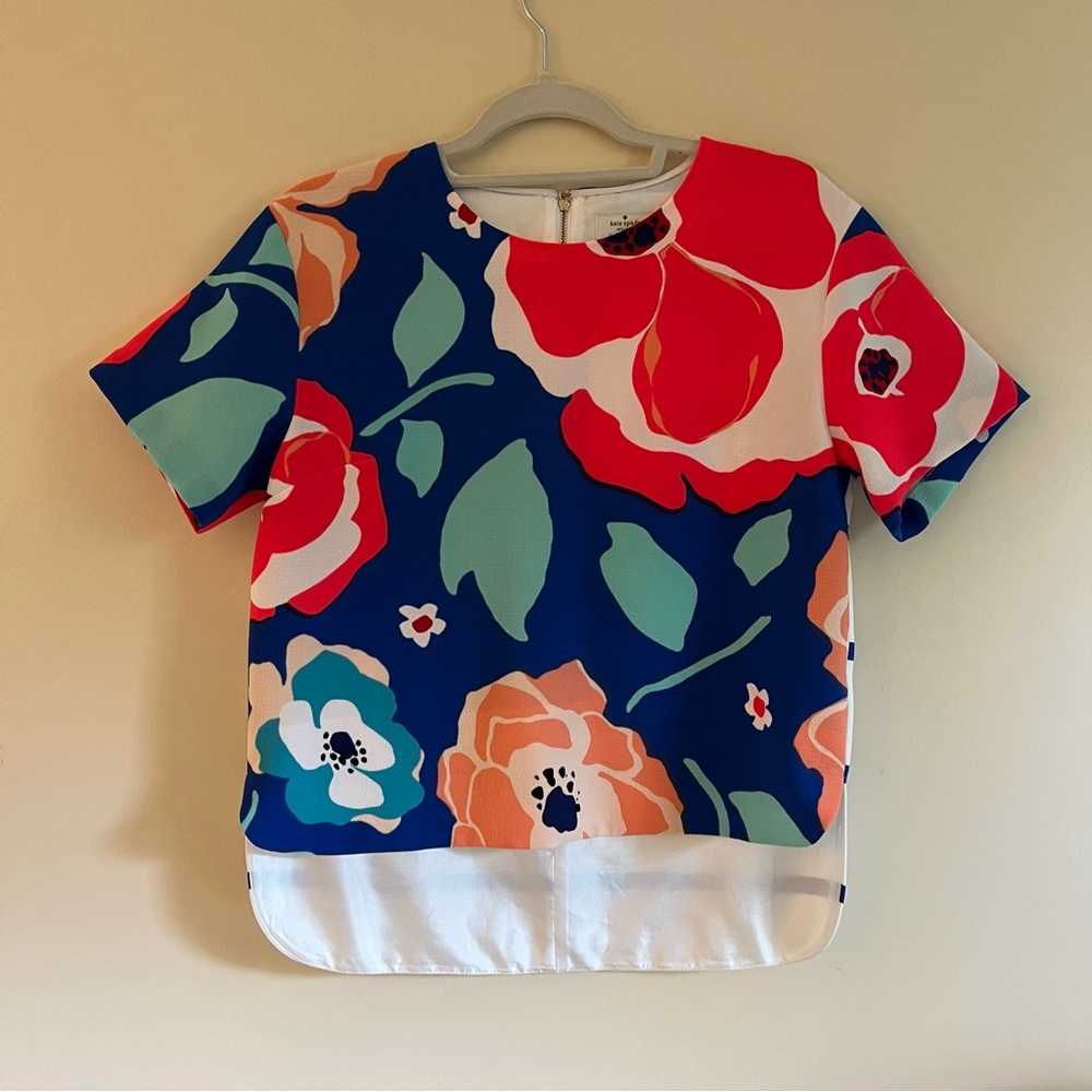 kate spade Red and Blue Floral Blouse